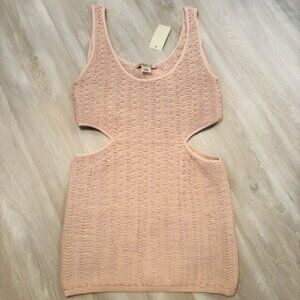Y2K Arden B Cutout Textured Bodycon Dress size M/L Cream Colored NWT